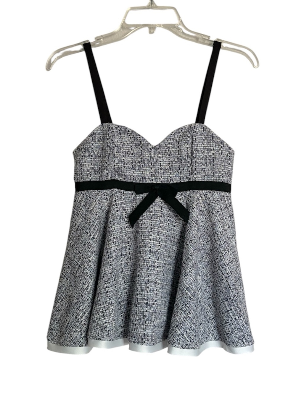 Zara Contrast Textured Tweed Peplum Top NWT